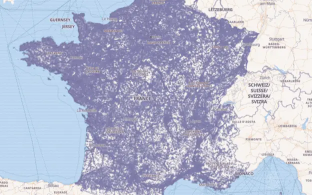 Carte de couverture réseau mobile Orange